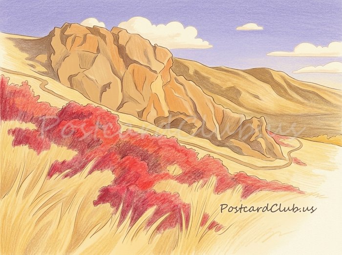 Ogden foothills in fall: Red and orange scrub oak and maple on the foothills above Ogden.